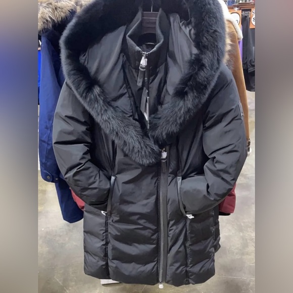 Mackage Womens Kay Leather-Trim Down Jacket Black Black New with tags - Picture 1 of 3